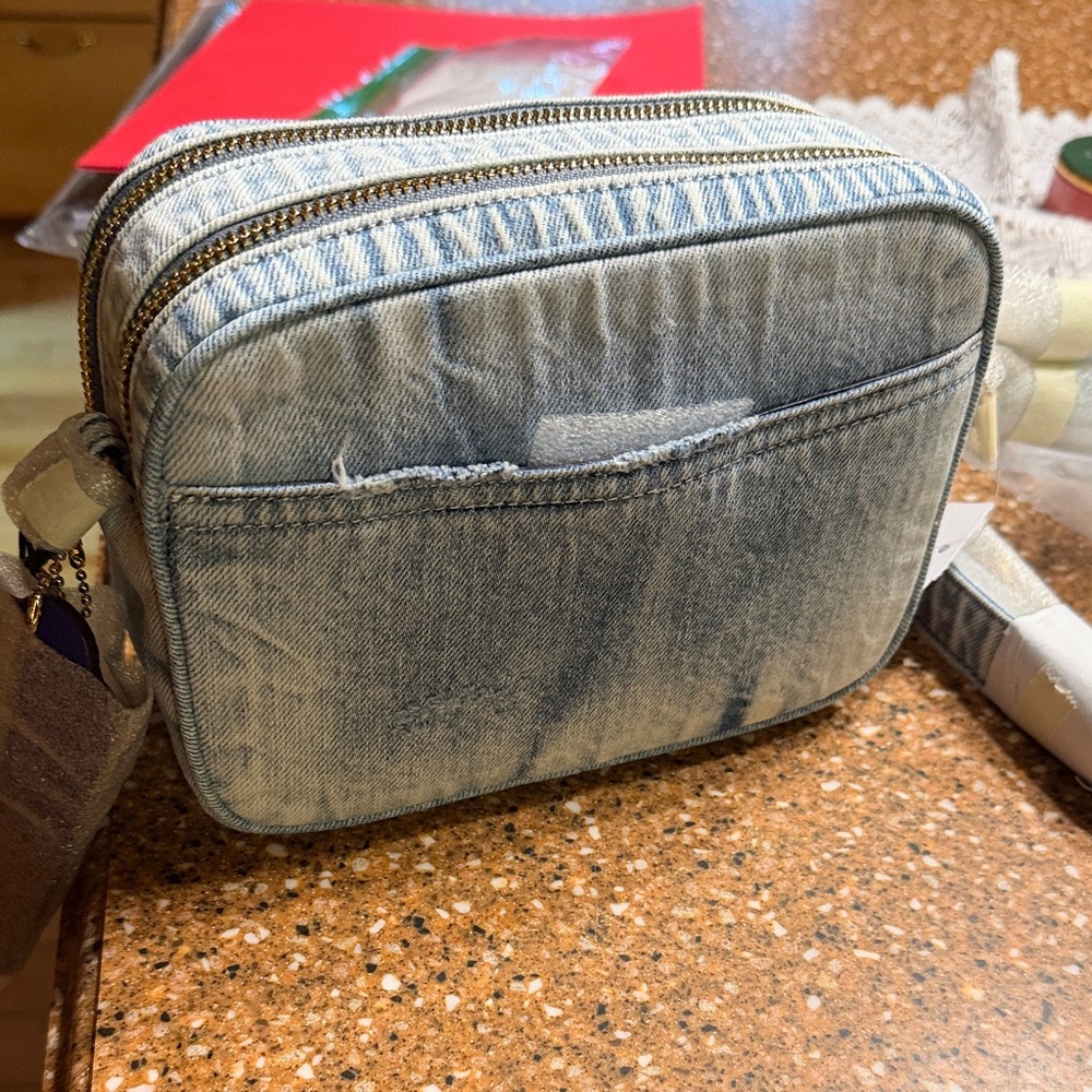 Coach Light Blue Distressed Denim Crossbody Belt Bag - Picture 3 of 5